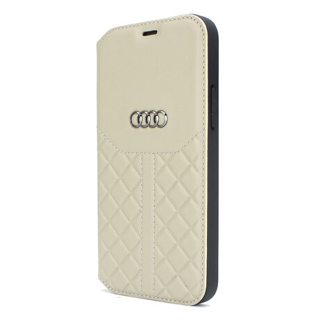 Audi Audi Apple iPhone 12 / 12 Pro Beige Book-Case hul Q8 Serie - Genuine Leather Audi Audi Apple iPhone 12 / 12 Pro Beige Book-Case hul Q8 Serie - Genuine Leather