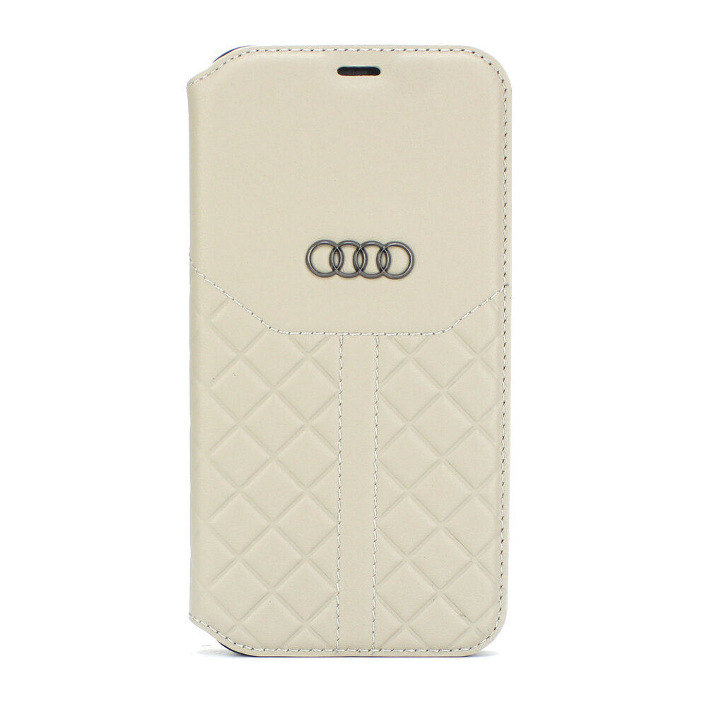 Audi Audi Apple iPhone 12 / 12 Pro Beige Book-Case hul Q8 Serie - Genuine Leather Audi Audi Apple iPhone 12 / 12 Pro Beige Book-Case hul Q8 Serie - Genuine Leather