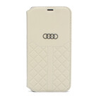 Audi Audi Apple iPhone 12 / 12 Pro Beige Book type housse Q8 Série - Genuine Leather