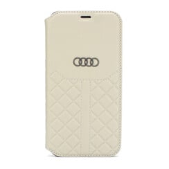 Audi Apple iPhone 12 / 12 Pro Beige Book type case Q8 Serie - Genuine Leather