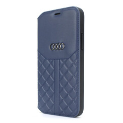 Audi Apple iPhone 12 Pro Max Bleu Book type housse Q8 Série - Genuine Leather