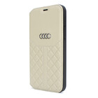 Audi Audi hoesje - Beige - iPhone 12 Pro Max - Book Case - Q8 Serie - Genuine Leather