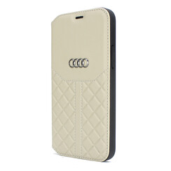 Audi Apple iPhone 12 Pro Max Beige Book type case Q8 Serie - Genuine Leather