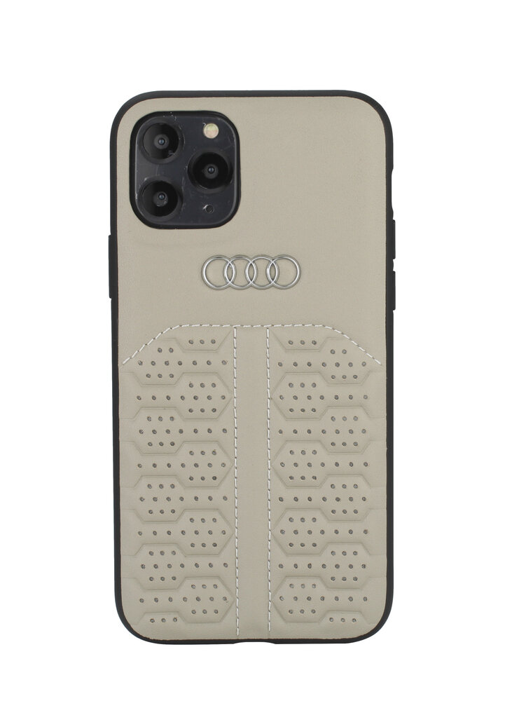 Audi Audi Apple iPhone 12 Mini Beige Backcover hoesje A6 Serie - Genuine Leather Audi Audi Apple iPhone 12 Mini Beige Backcover hoesje A6 Serie - Genuine Leather