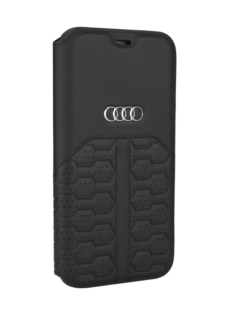 Audi Audi Apple iPhone 12 Mini Black Book type case A6 Serie - Genuine Leather Audi Audi Apple iPhone 12 Mini Black Book type case A6 Serie - Genuine Leather