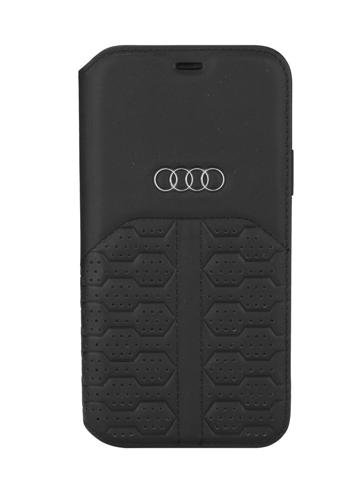 Audi Audi Apple iPhone 12 Mini Black Book type case A6 Serie - Genuine Leather Audi Audi Apple iPhone 12 Mini Black Book type case A6 Serie - Genuine Leather