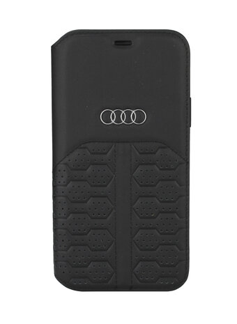 Audi Audi Apple iPhone 12 Mini Black Book type case A6 Serie - Genuine Leather Audi Audi Apple iPhone 12 Mini Black Book type case A6 Serie - Genuine Leather
