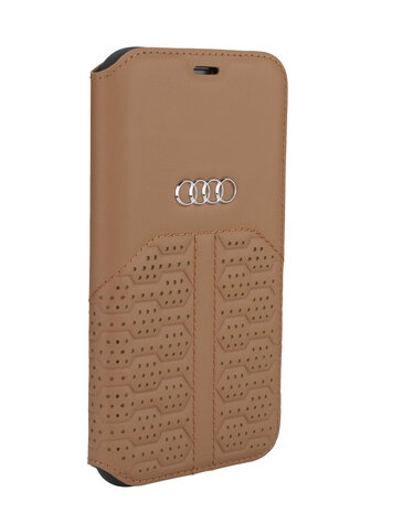 Audi Audi hoesje - Bruin - iPhone 12 Mini - Book Case - A6 Serie - Genuine Leather Audi Audi hoesje - Bruin - iPhone 12 Mini - Book Case - A6 Serie - Genuine Leather