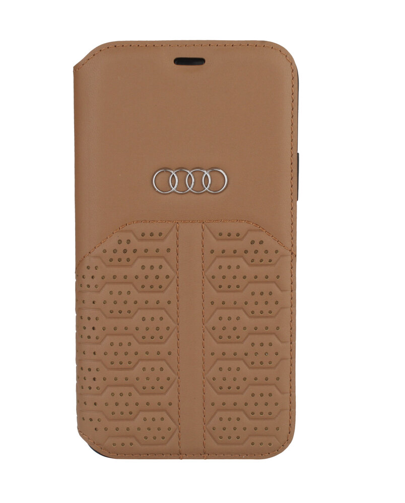 Audi Audi hoesje - Bruin - iPhone 12 Mini - Book Case - A6 Serie - Genuine Leather Audi Audi hoesje - Bruin - iPhone 12 Mini - Book Case - A6 Serie - Genuine Leather
