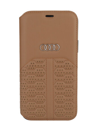 Audi Audi hoesje - Bruin - iPhone 12 Mini - Book Case - A6 Serie - Genuine Leather Audi Audi hoesje - Bruin - iPhone 12 Mini - Book Case - A6 Serie - Genuine Leather