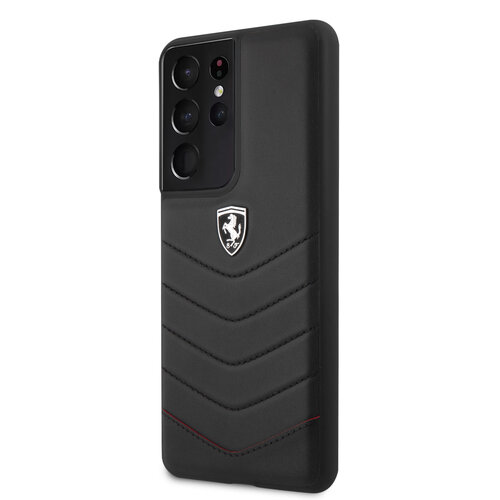 Ferrari Ferrari Samsung Galaxy S21 Ultra Zwart Backcover hoesje - Off Track Quilted