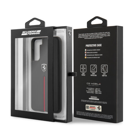 Ferrari Ferrari Samsung Galaxy S21 Plus Zwart Backcover hoesje - Off Track Stripe Ferrari Ferrari Samsung Galaxy S21 Plus Zwart Backcover hoesje - Off Track Stripe