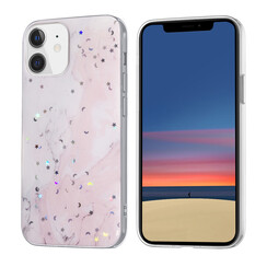 Apple iPhone 12 Mini TPU Back Cover - Glitter Print Pink