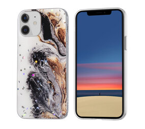 Apple iPhone 12 Mini TPU Coque - Glitter Print Mix foncé Apple iPhone 12 Mini TPU Coque - Glitter Print Mix foncé