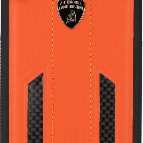 Lamborghini Lamborghini backcover hoesje D6 Serie Apple iPhone X-Xs Oranje - Echt leer