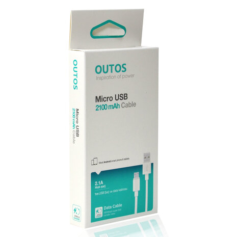 Outtos 2.1A Micro USB Cable 1M - Blanc Outtos 2.1A Micro USB Cable 1M - Blanc