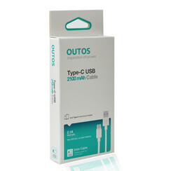 Outtos 2.1A USB Type C Kabel 1M - Wit