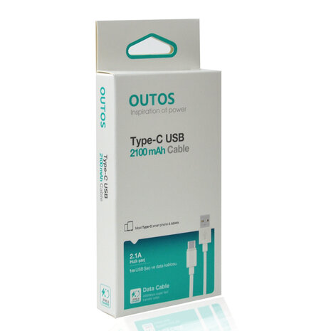Outtos 2.1A USB Type C Kabel 1M - Weiß Outtos 2.1A USB Type C Kabel 1M - Weiß
