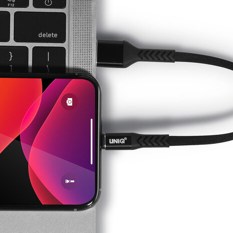 UNIQ Accessory UNIQ Accessory Lightning USB Kabel 200cm snellader dataoverdracht - Zwart UNIQ Accessory UNIQ Accessory Lightning USB Kabel 200cm snellader dataoverdracht - Zwart
