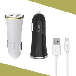 LDNIO DL-C28 3.4A 2 Port USB Car Charger met Lightning Kabel - Wit