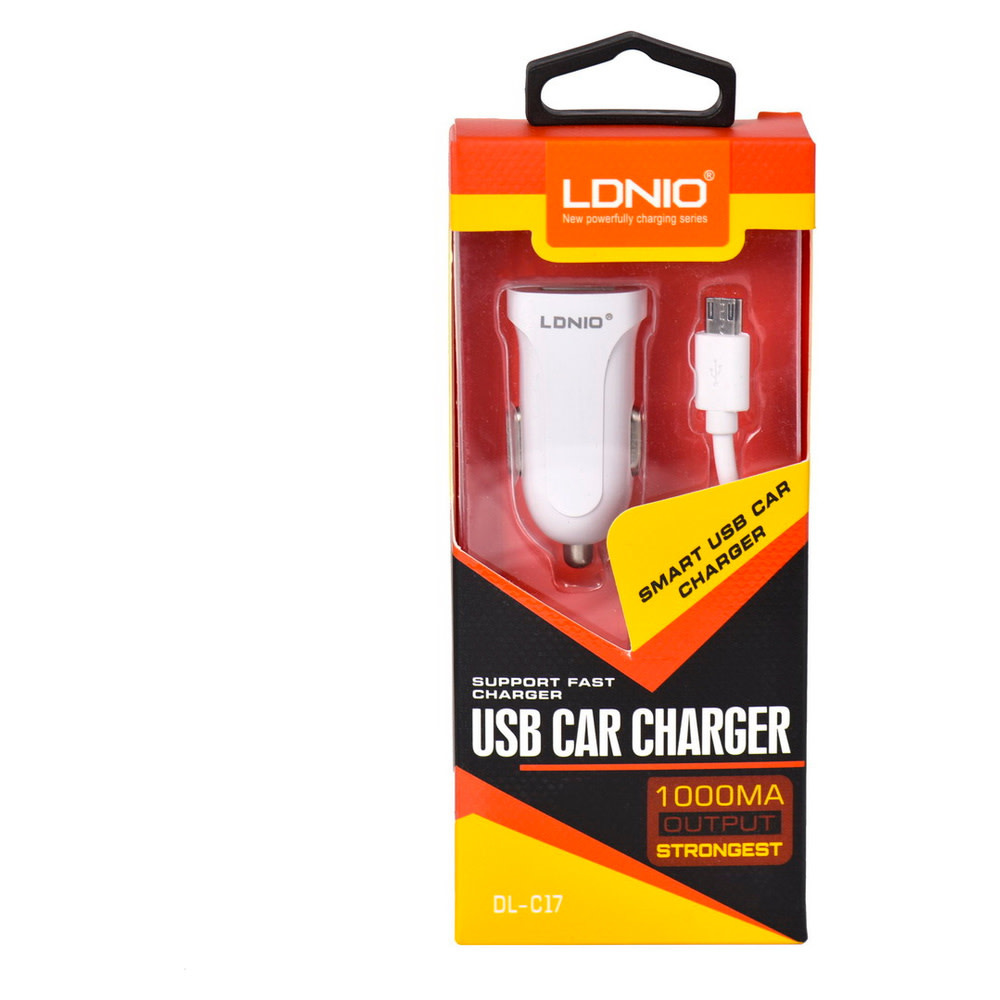LDNIO DL-C17 USB Autolader met Micro USB kabel - Wit, foto 3 van 3