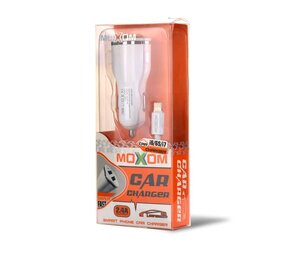 Moxom KC-07 2.4A Car Charger with Lightning Cable - White Moxom KC-07 2.4A Car Charger with Lightning Cable - White