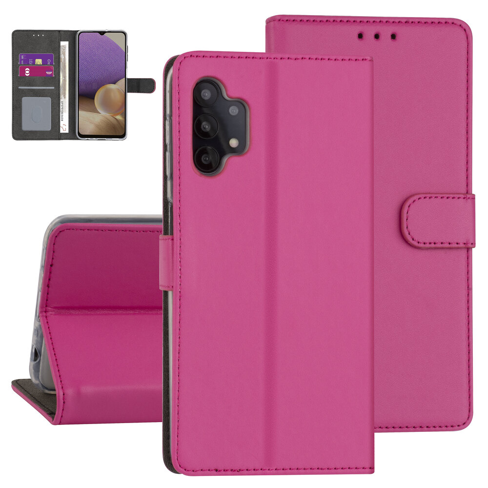 Samsung Galaxy A32 Kunstleer Booktype hoesje - Felroze - 5G Samsung Galaxy A32 Kunstleer Booktype hoesje - Felroze - 5G