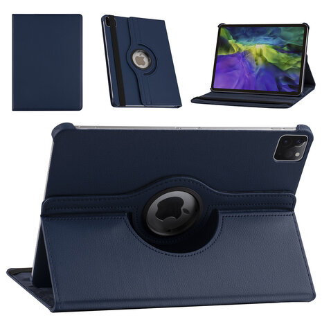 Apple iPad Pro 11 (2021) Book Case Tablet - Dark Blue - 360 Degree Rotatable Apple iPad Pro 11 (2021) Book Case Tablet - Dark Blue - 360 Degree Rotatable
