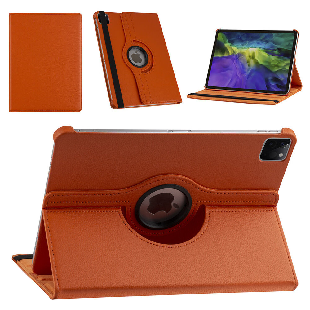 Apple iPad Pro 11 (2021) Book Case Tablethoes - Oranje - 360 Graden Draaibaar Apple iPad Pro 11 (2021) Book Case Tablethoes - Oranje - 360 Graden Draaibaar