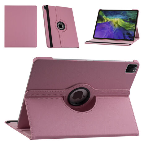 Apple iPad Pro 12.9 (2021) Book Case Tablethoes - Roze - 360 Graden Draaibaar Apple iPad Pro 12.9 (2021) Book Case Tablethoes - Roze - 360 Graden Draaibaar