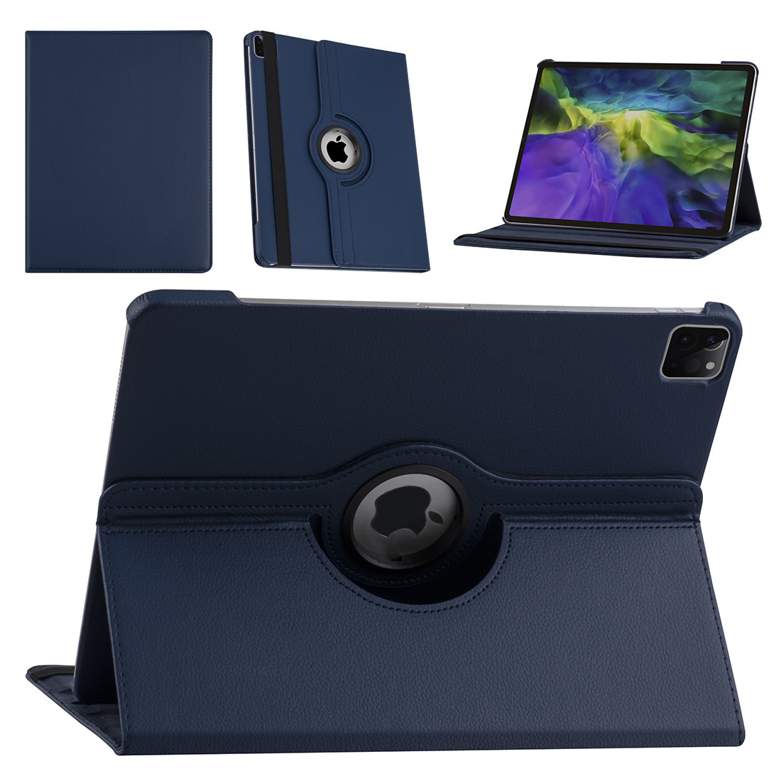 Apple iPad Pro 12.9 (2021) Book Case Tablethoes - DonkerBlauw - 360 Graden Draaibaar, foto 4 van 4