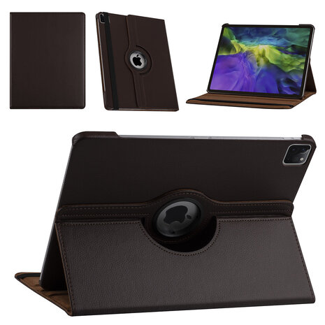 Apple iPad Pro 12.9 (2021) Tablet Housse - Marron - Rotatif à 360 degrés Apple iPad Pro 12.9 (2021) Tablet Housse - Marron - Rotatif à 360 degrés