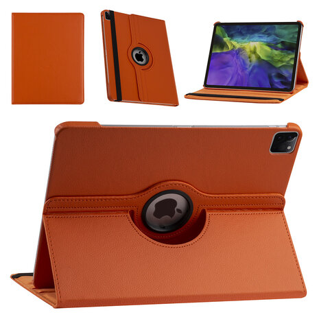 Apple iPad Pro 12.9 (2021) Book Case Tablet - Orange - 360 Grad drehbar Apple iPad Pro 12.9 (2021) Book Case Tablet - Orange - 360 Grad drehbar