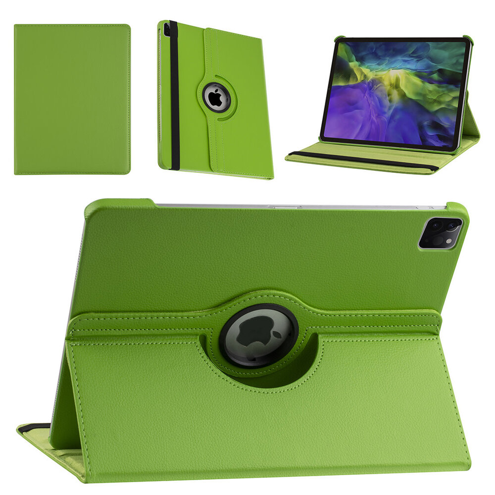 Apple iPad Pro 12.9 (2021) Book Case Tablethoes - Groen - 360 Graden Draaibaar Apple iPad Pro 12.9 (2021) Book Case Tablethoes - Groen - 360 Graden Draaibaar