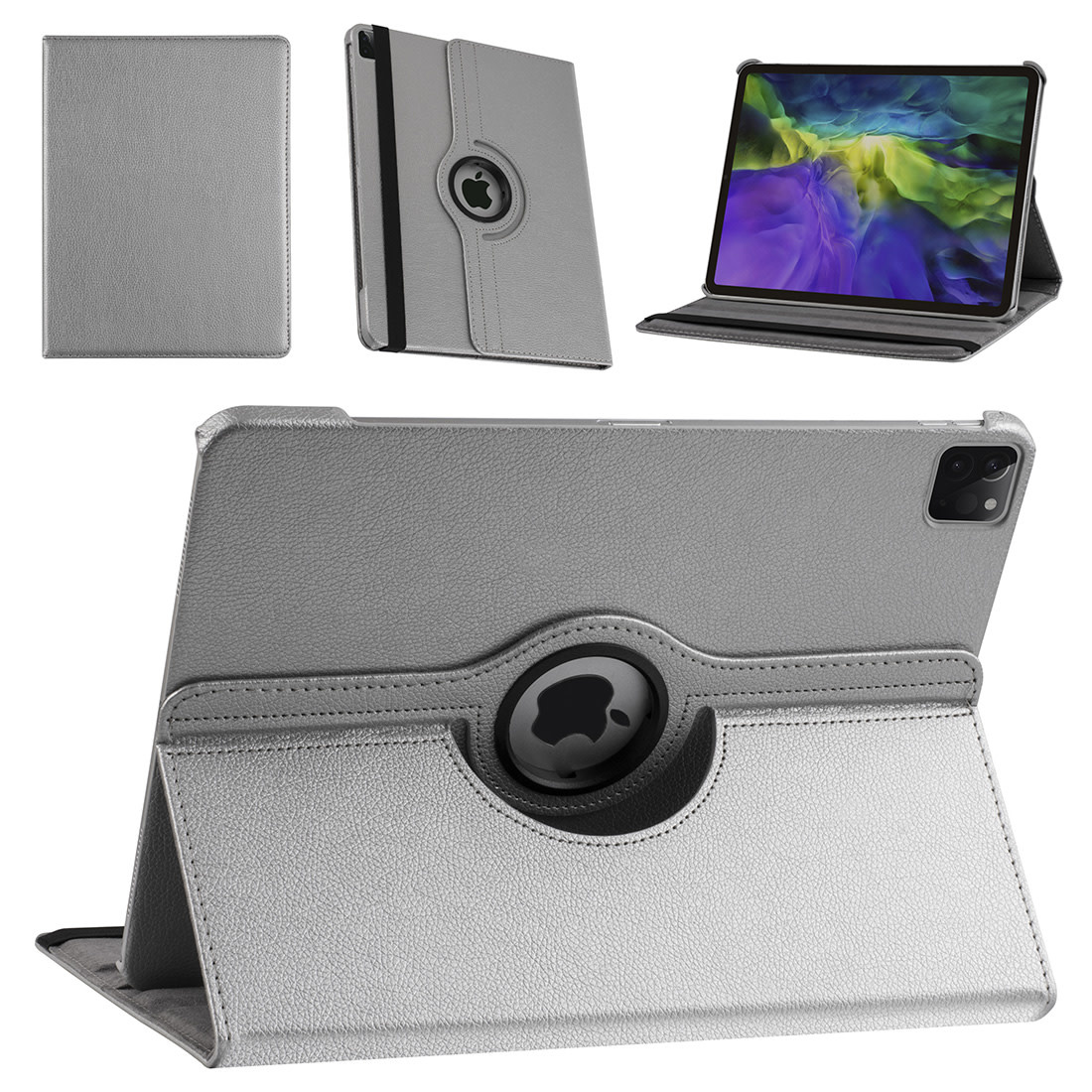 Apple iPad Pro 12.9 (2021) Book Case Tablethoes - Zilver - 360 Graden Draaibaar, foto 4 van 4