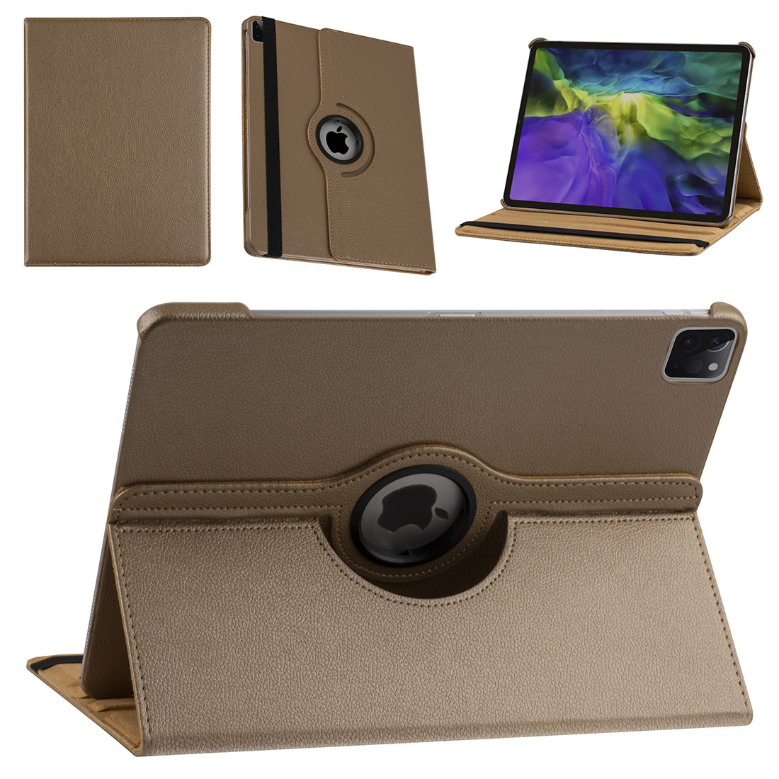 Apple iPad Pro 12.9 (2021) Book Case Tablethoes - Goud - 360 Graden Draaibaar, foto 3 van 4