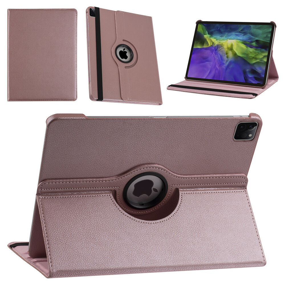 Apple iPad Pro 12.9 (2021) Book Case Tablethoes - Rose Gold - 360 Graden Draaibaar Apple iPad Pro 12.9 (2021) Book Case Tablethoes - Rose Gold - 360 Graden Draaibaar