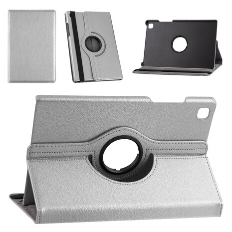 Samsung Tab A7 10.4 (2020) Book Case Tablethoes - Zilver - (T500-T505) - 360 graden draaibaar Samsung Tab A7 10.4 (2020) Book Case Tablethoes - Zilver - (T500-T505) - 360 graden draaibaar