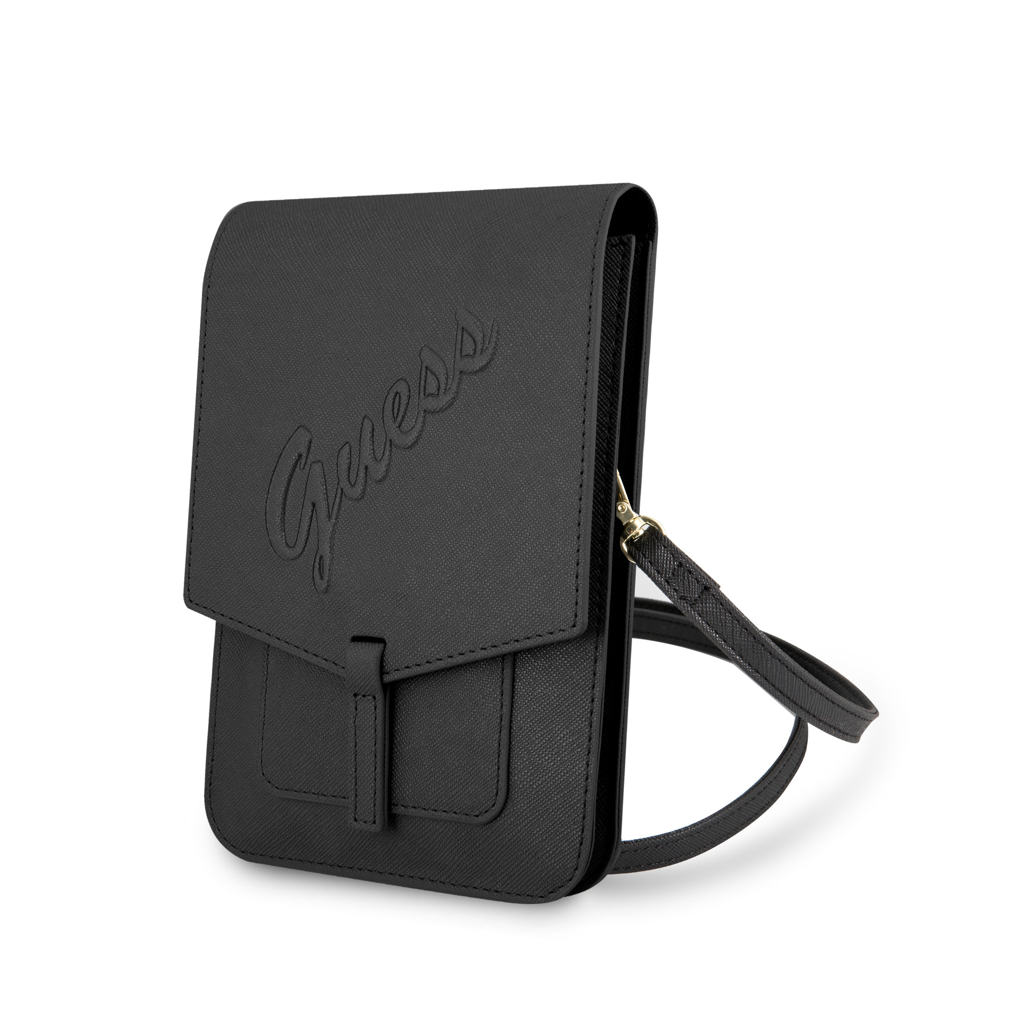 Nieuwjaar Of Intrekking Guess 7 inch Telefoontas - Wallet Bag - Zwart - Saffiano Leather-  GUWBRSAVSBK - NT Mobiel Accessoires - Nederland