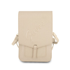 Guess 7 inch Handytasche - Wallet Bag - Gold - Saffiano Leather- GUWBRSAVSLG