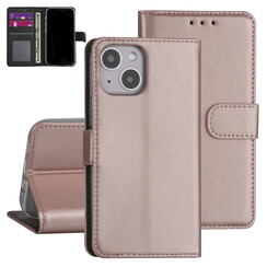 iPhone 13 Mini Book type case - Rose Gold - Card holder - Magnetic closure