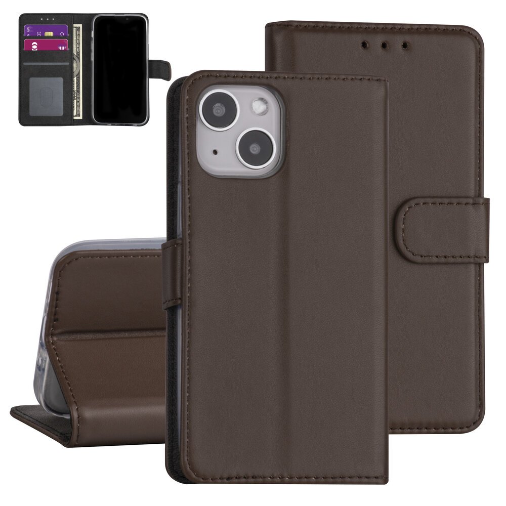 iPhone 13 Mini Book-Case hul - Braun - Kartenhalter - Magnetverschluss iPhone 13 Mini Book-Case hul - Braun - Kartenhalter - Magnetverschluss