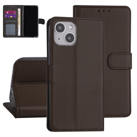 iPhone 13 Booktype hoesje - Bruin - Pasjeshouder - Magneetsluiting iPhone 13 Booktype hoesje - Bruin - Pasjeshouder - Magneetsluiting