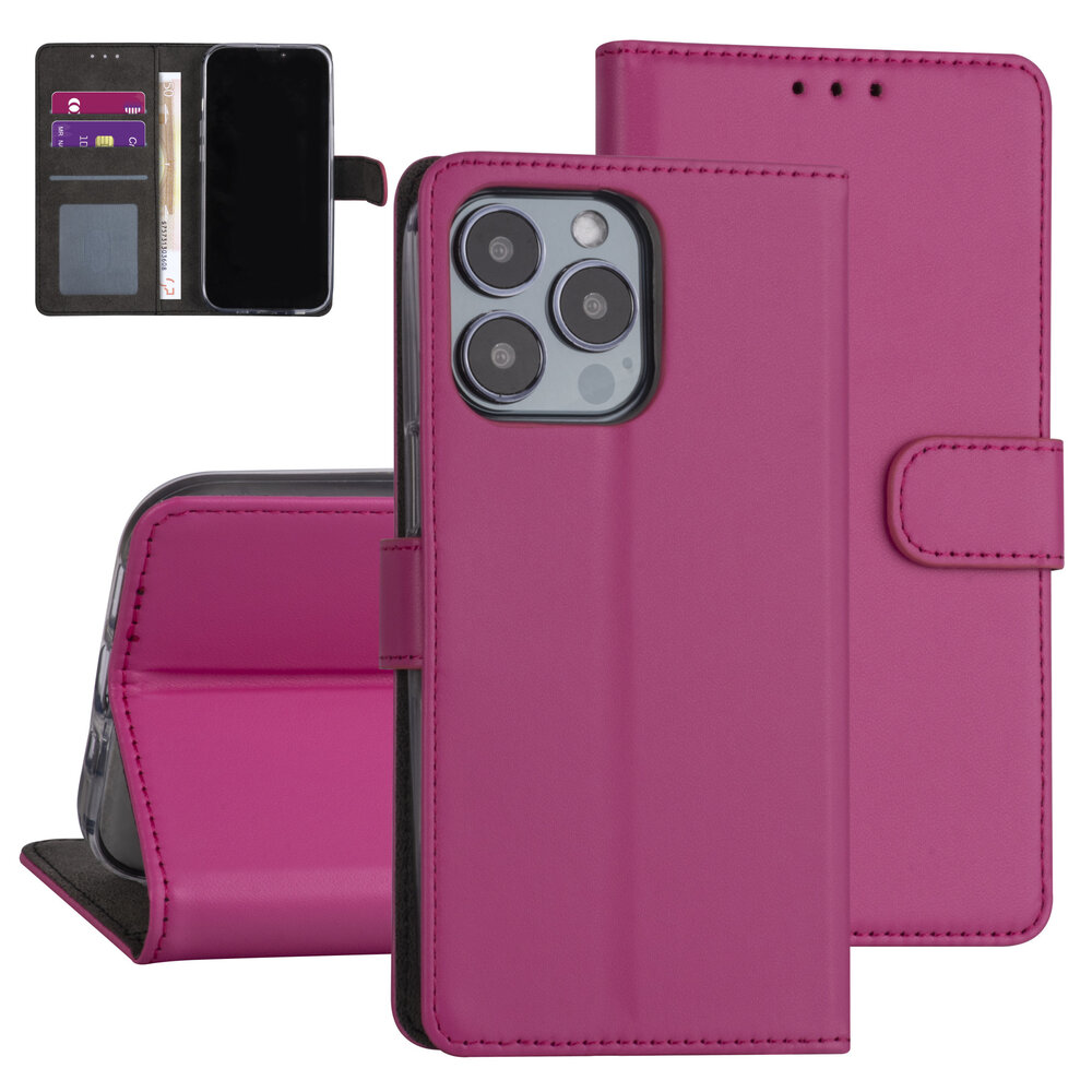 iPhone 13 Pro Book type case - Hot Pink - Card holder - Magnetic closure iPhone 13 Pro Book type case - Hot Pink - Card holder - Magnetic closure