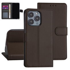 iPhone 13 Pro Book type case - Brown - Card holder - Magnetic closure