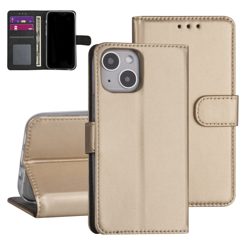 iPhone 13 Mini Book type housse - Or - Porte-cartes - Fermeture magnétique iPhone 13 Mini Book type housse - Or - Porte-cartes - Fermeture magnétique