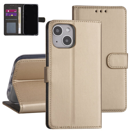 iPhone 13 Book-Case hul - Gold - Kartenhalter - Magnetverschluss iPhone 13 Book-Case hul - Gold - Kartenhalter - Magnetverschluss