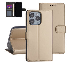iPhone 13 Pro Booktype hoesje - Goud - Pasjeshouder - Magneetsluiting iPhone 13 Pro Booktype hoesje - Goud - Pasjeshouder - Magneetsluiting