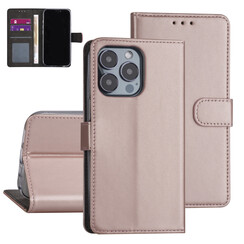 iPhone 13 Pro Booktype hoesje - Rose Gold - Pasjeshouder - Magneetsluiting