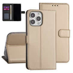 iPhone 13 Pro Max Book-Case hul - Gold - Kartenhalter - Magnetverschluss